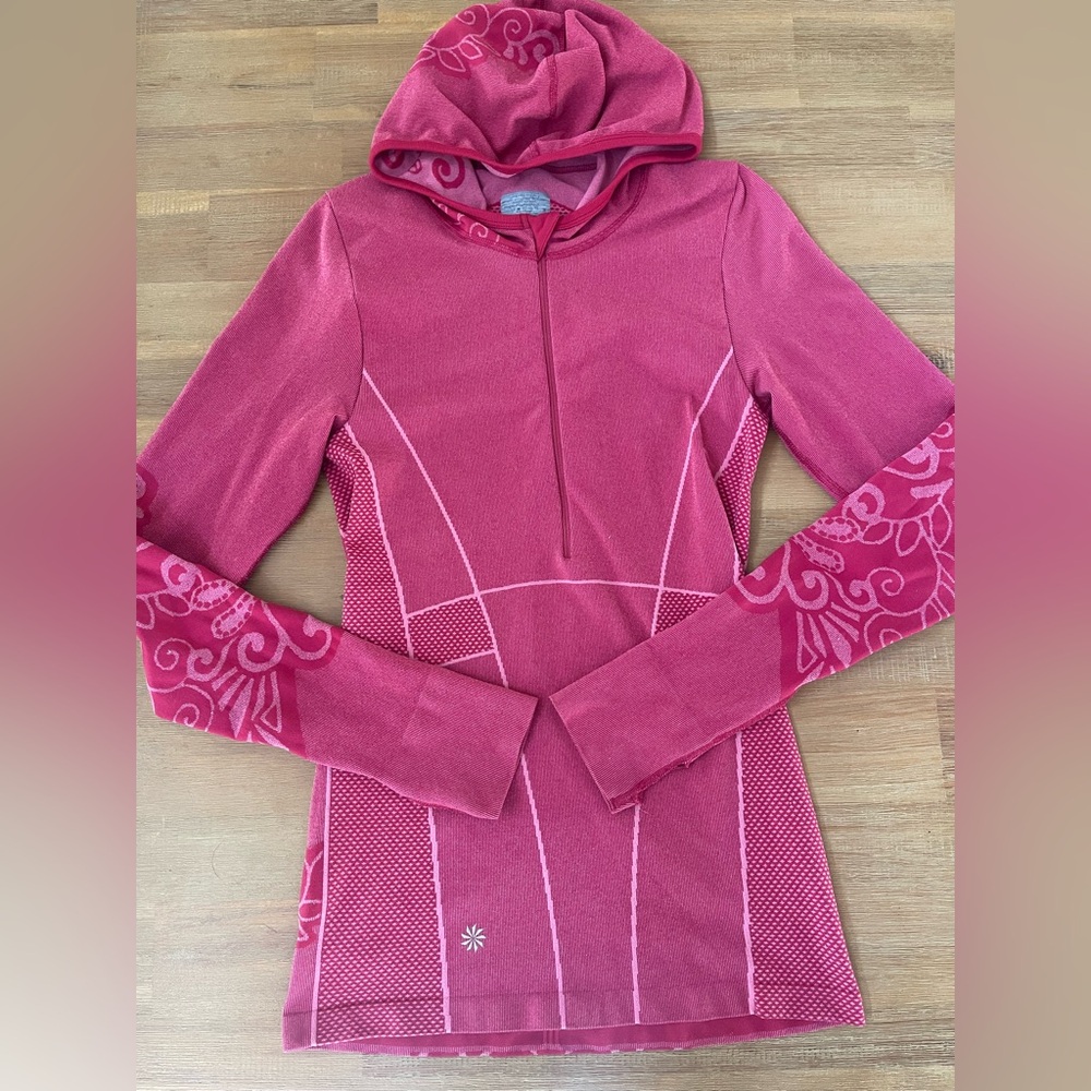 Athleta Pink Hooded Long Sleeve Base Layer Top - S/M